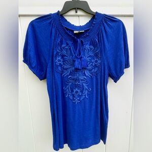 Style & Co Dark Blue (Escape Blue) Short Sleeve Top.  Size 1X. NWT